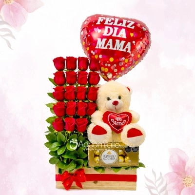 Rosas Con Peluche Y Chocolates Para Mamá A Domicilio En Medellín 