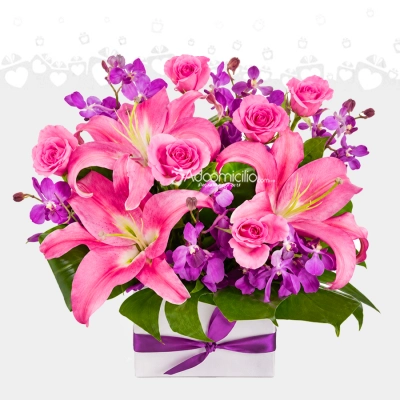 Arreglo Floral Con Lirios Y Orquídeas A Domicilio En Cali 