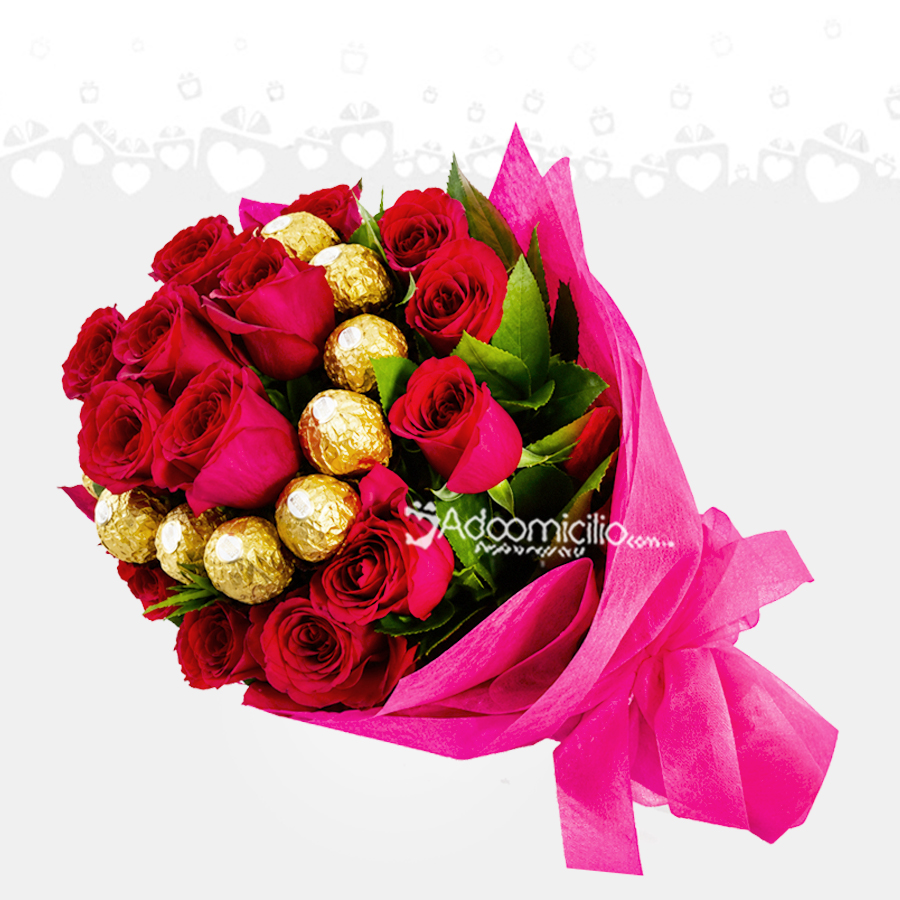 Bouquet De Flores Con Choclates Ferrero Rocher Para Mamá A Domicilio En Cali 