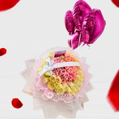 Bouquet Buchón Con Globos Para Amor Y Amistad A Domicilio En Pereira Pedido Con Un Día De Anticipación 