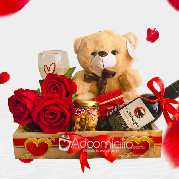 Regalo Para Amor Y Amistad Con Peluche Y Vino A Domicilio En Manizales Pedido Con Un Día De Anticipación 