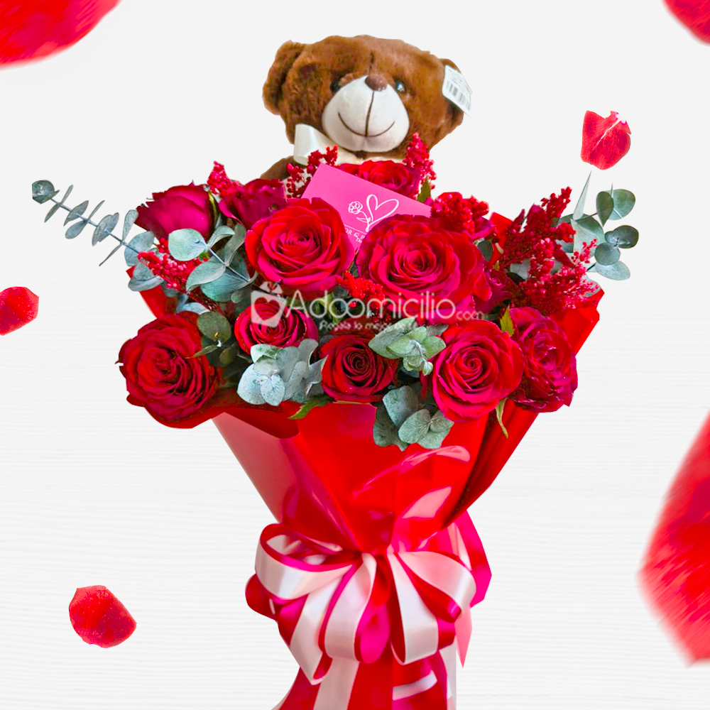 Rosas Y Peluche Para San Valentín A Domicilio En CDMX Pedido Con 2 Días De Anticipación 